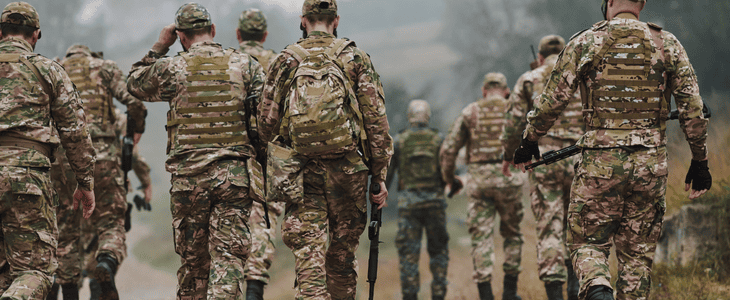 group of military soldiers standing in order